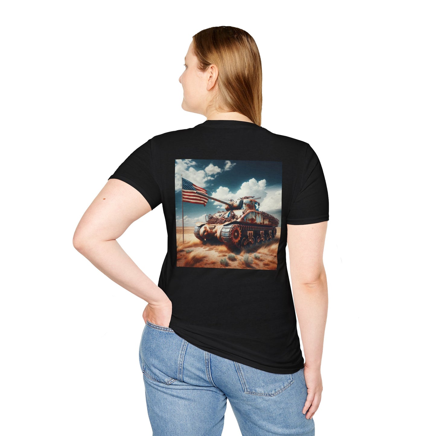 Patriotic Tank Graphic Tee, Unisex T-Shirt, Casual Wear, Military Tribute Shirt, Fourth of July Gift, Statement Tee