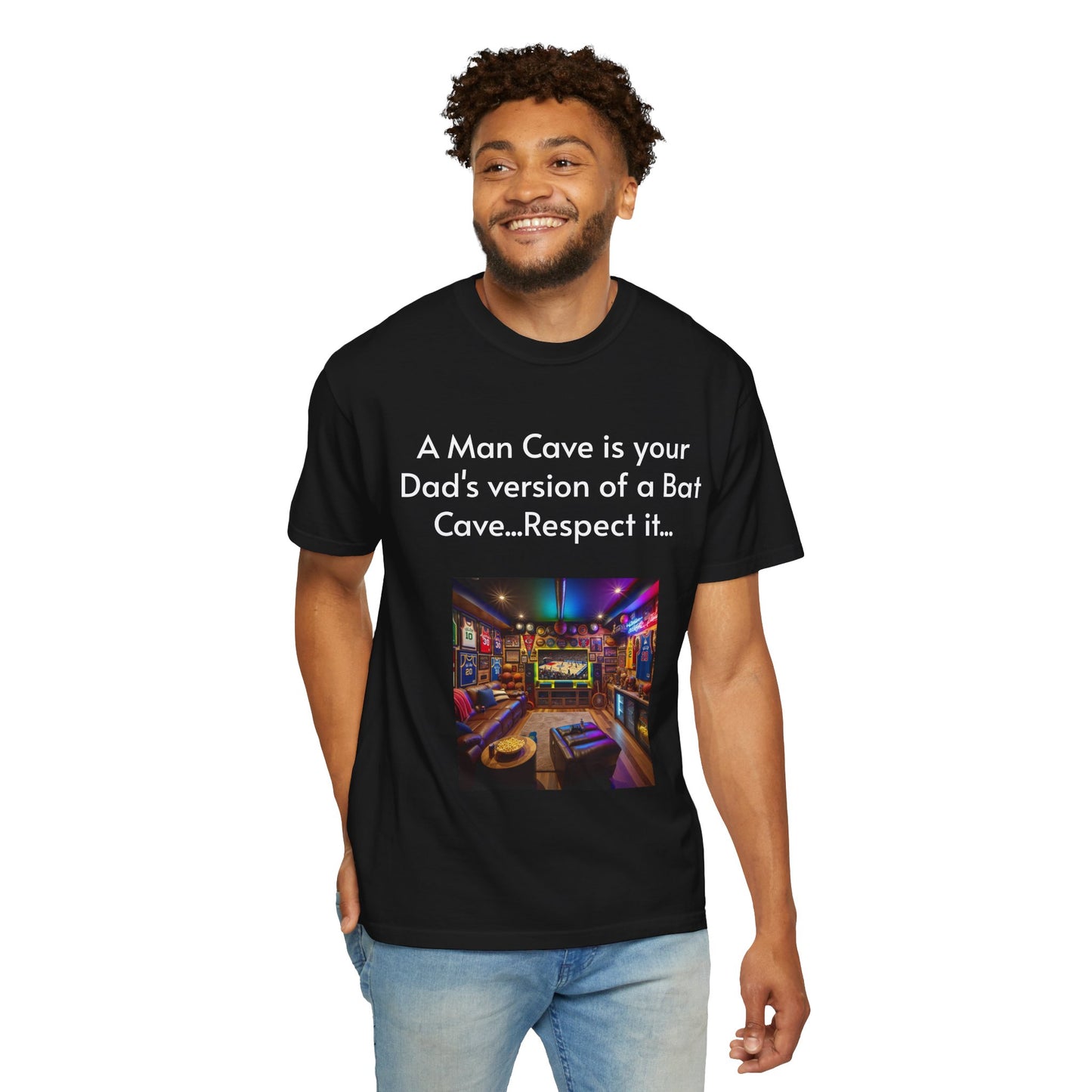 Man Cave Humor T-Shirt, Dad Gift, Unisex Tee, Bat Cave Shirt, Geeky Apparel, Superhero Shirt, Father's Day Gift