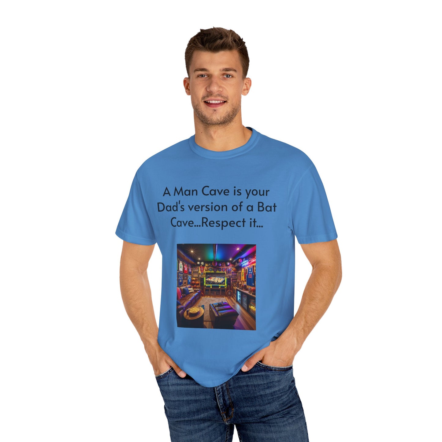 Man Cave Humor T-Shirt, Dad Gift, Unisex Tee, Bat Cave Shirt, Geeky Apparel, Superhero Shirt, Father's Day Gift
