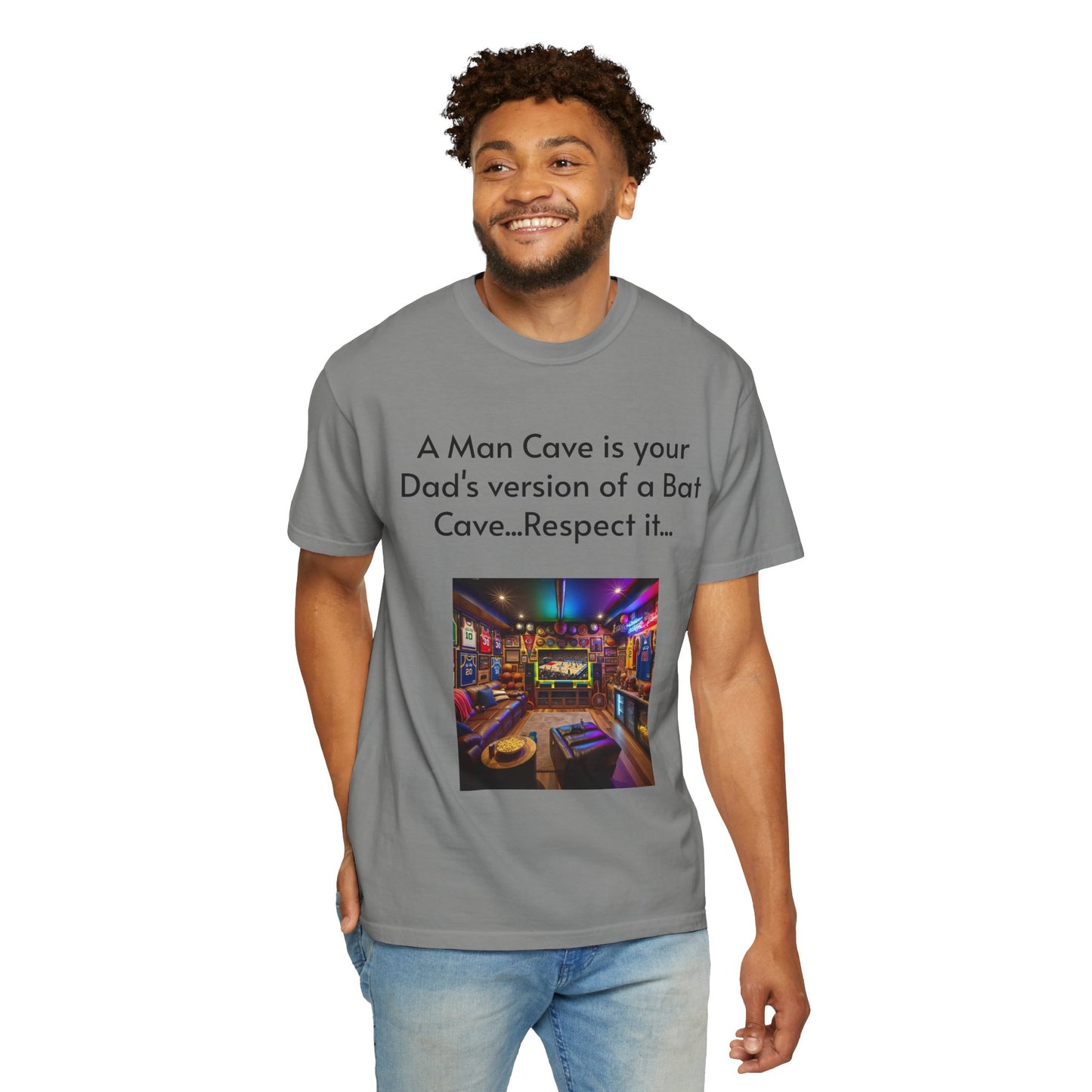 Man Cave Humor T-Shirt, Dad Gift, Unisex Tee, Bat Cave Shirt, Geeky Apparel, Superhero Shirt, Father's Day Gift