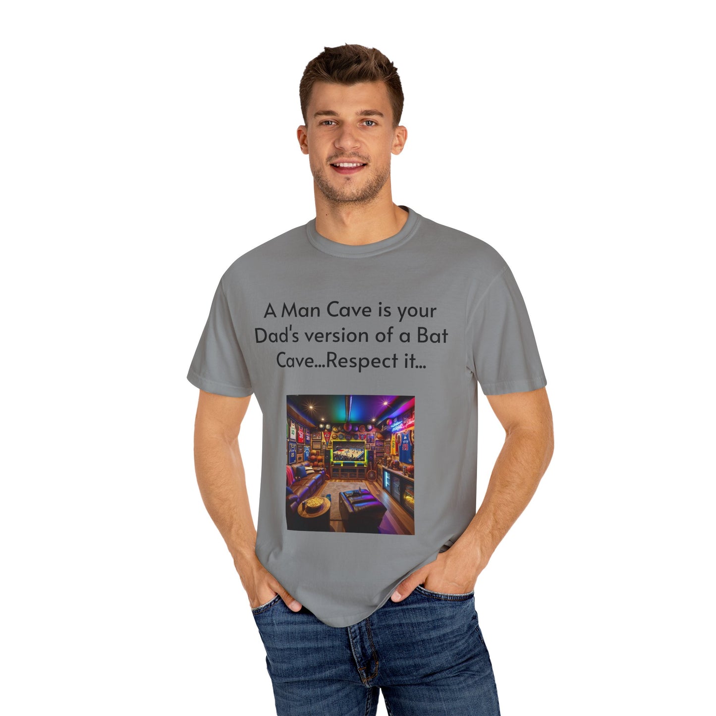 Man Cave Humor T-Shirt, Dad Gift, Unisex Tee, Bat Cave Shirt, Geeky Apparel, Superhero Shirt, Father's Day Gift