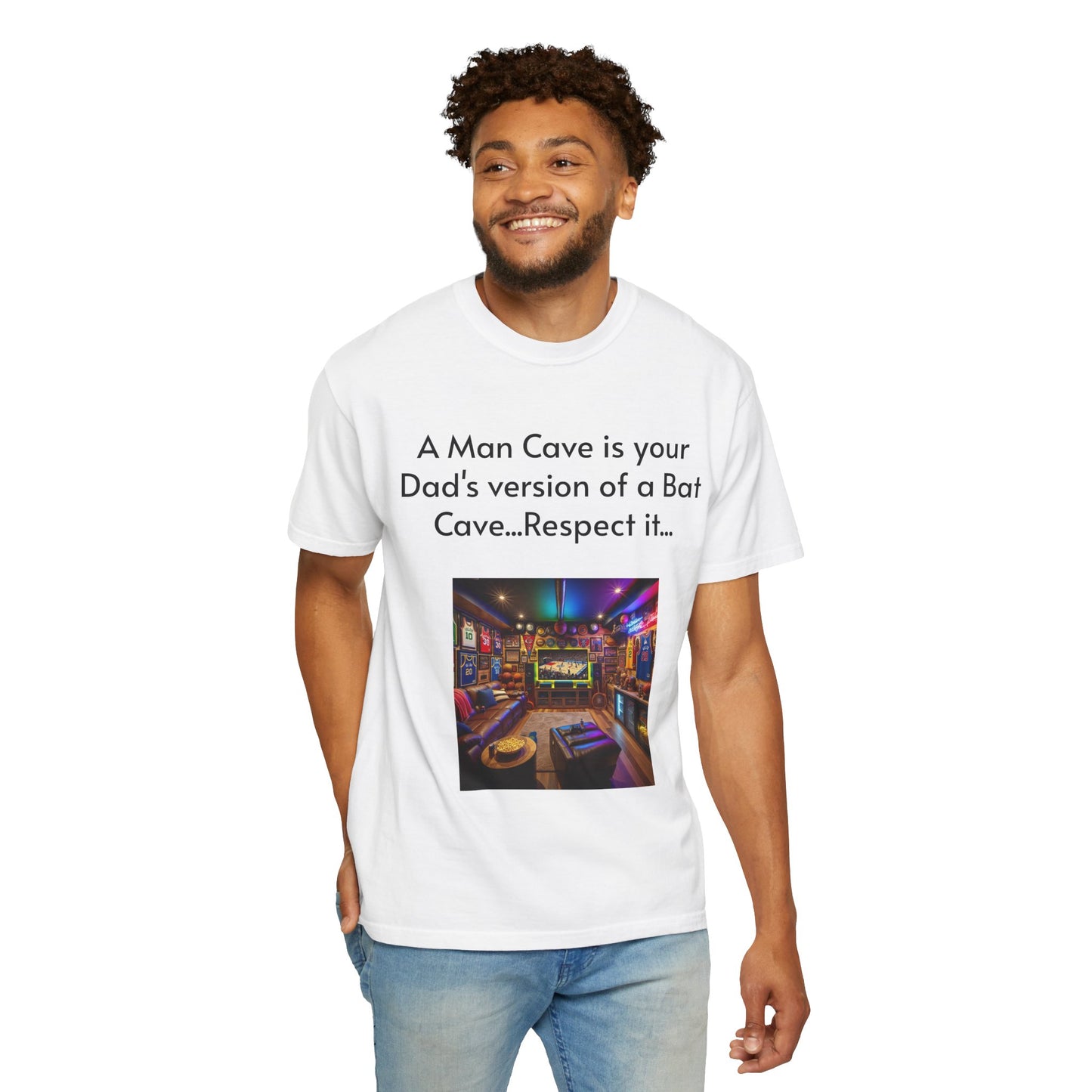Man Cave Humor T-Shirt, Dad Gift, Unisex Tee, Bat Cave Shirt, Geeky Apparel, Superhero Shirt, Father's Day Gift